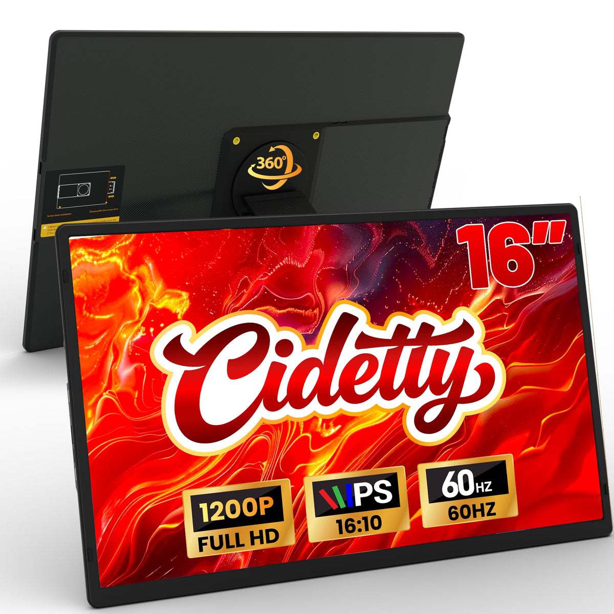 CIDETTY 16inch laptop screen extender for dual-screen productivity on the go.