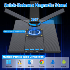 CIDETTY 360-rotatable stand allows landscape or portrait viewing.