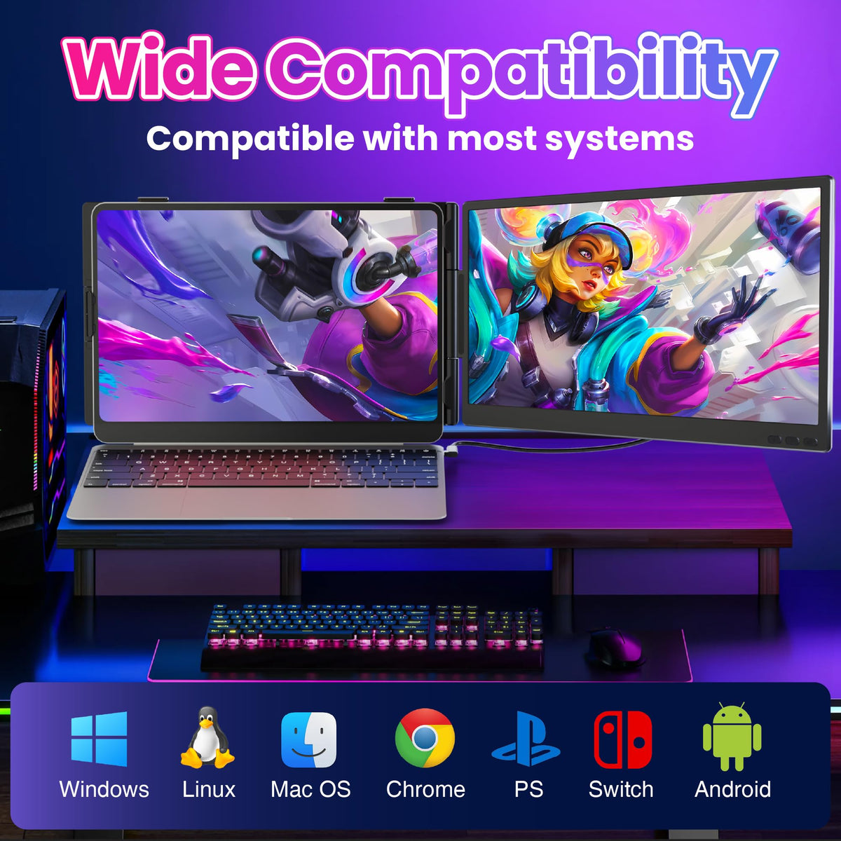 CIDETTY display connected via USB-C and HDMI for plug-and-play use.