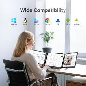CIDETTY portable monitor slim profile fits laptop bags for travel