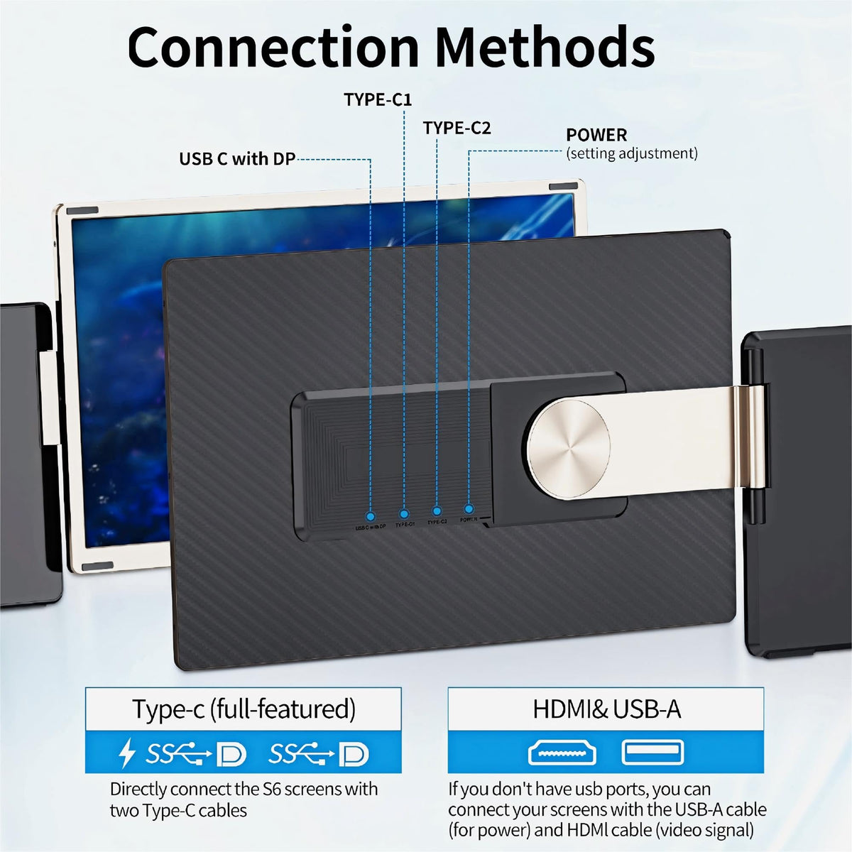 CIDETTY travel-ready setup supports work on the go with multiple screens.
