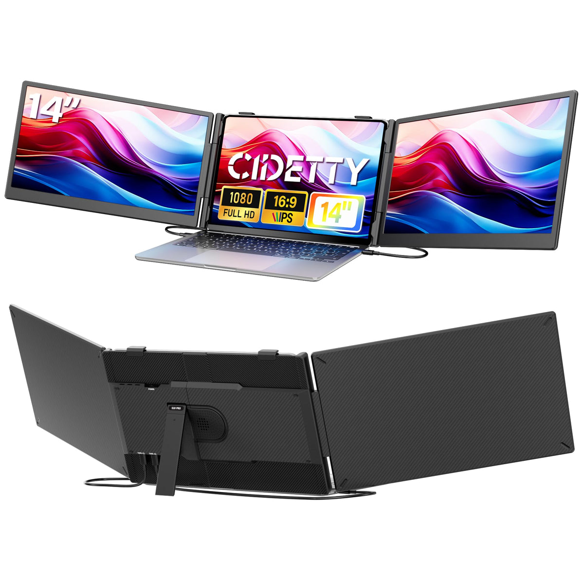 CIDETTY triple-monitor base setup boosts multitasking on the go