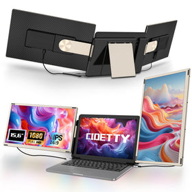 CIDETTY triple monitor laptop extender on a desk for efficient multitasking.