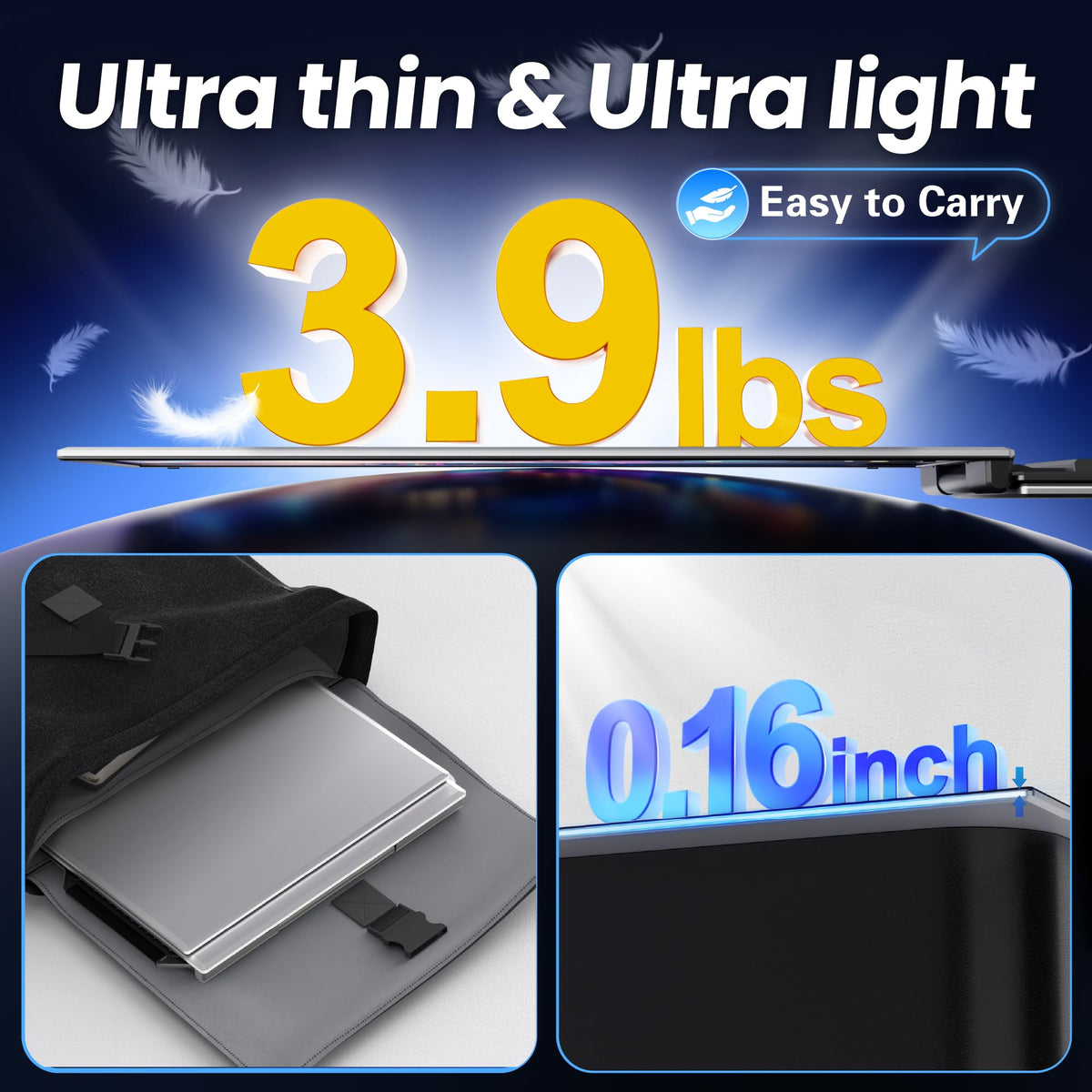 CIDETTY Upgrad ultra-thin extension fits slim bags for portability.