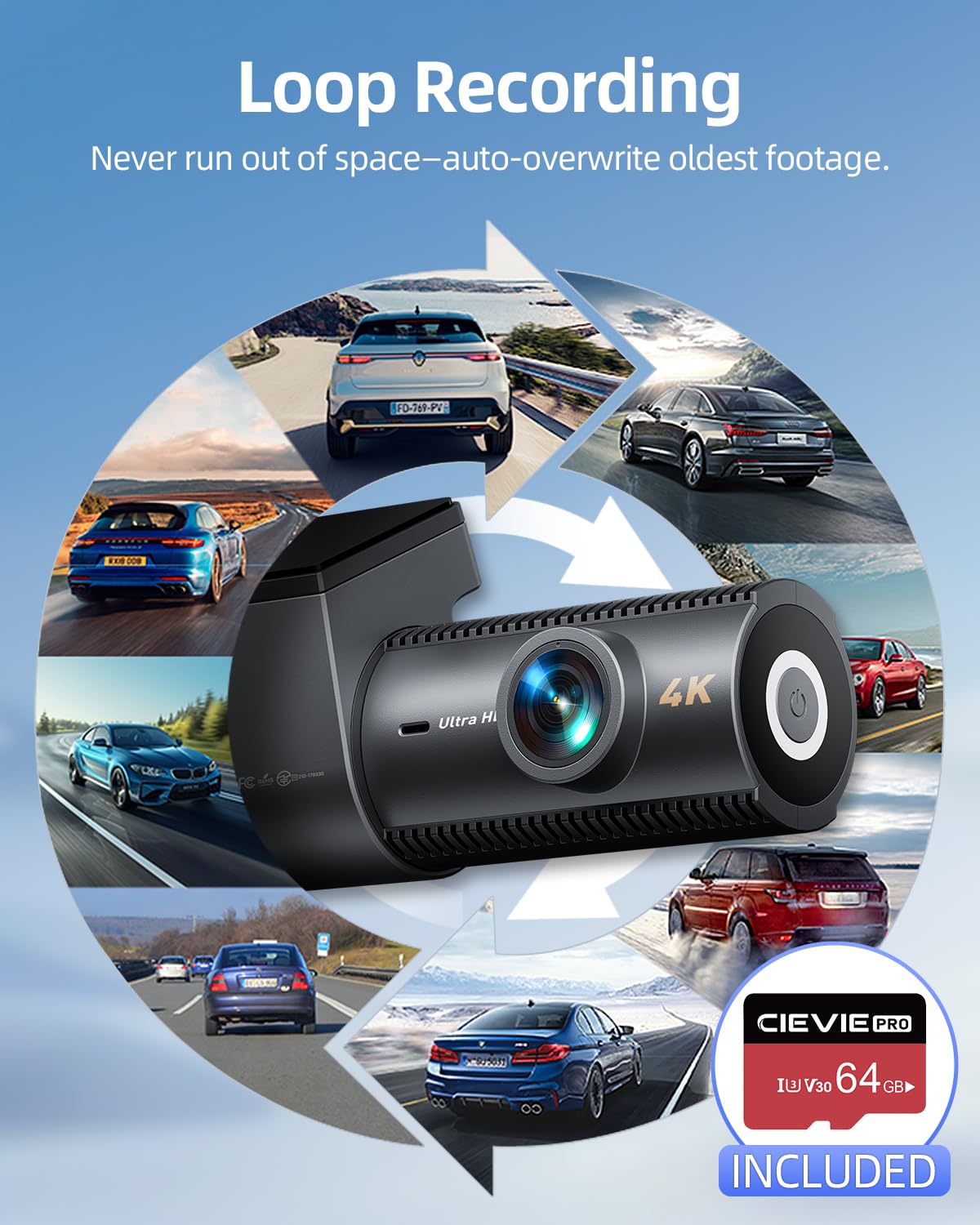 Cievie D100 64GB SD card included for ample storage