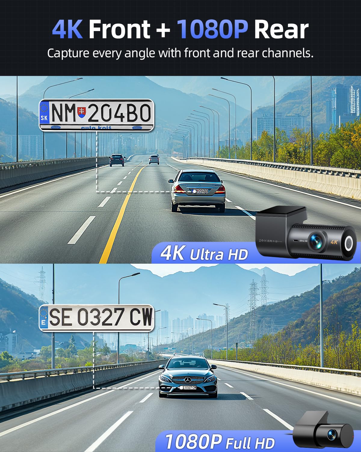 Cievie D100 rear camera in 1080p capturing tailing events