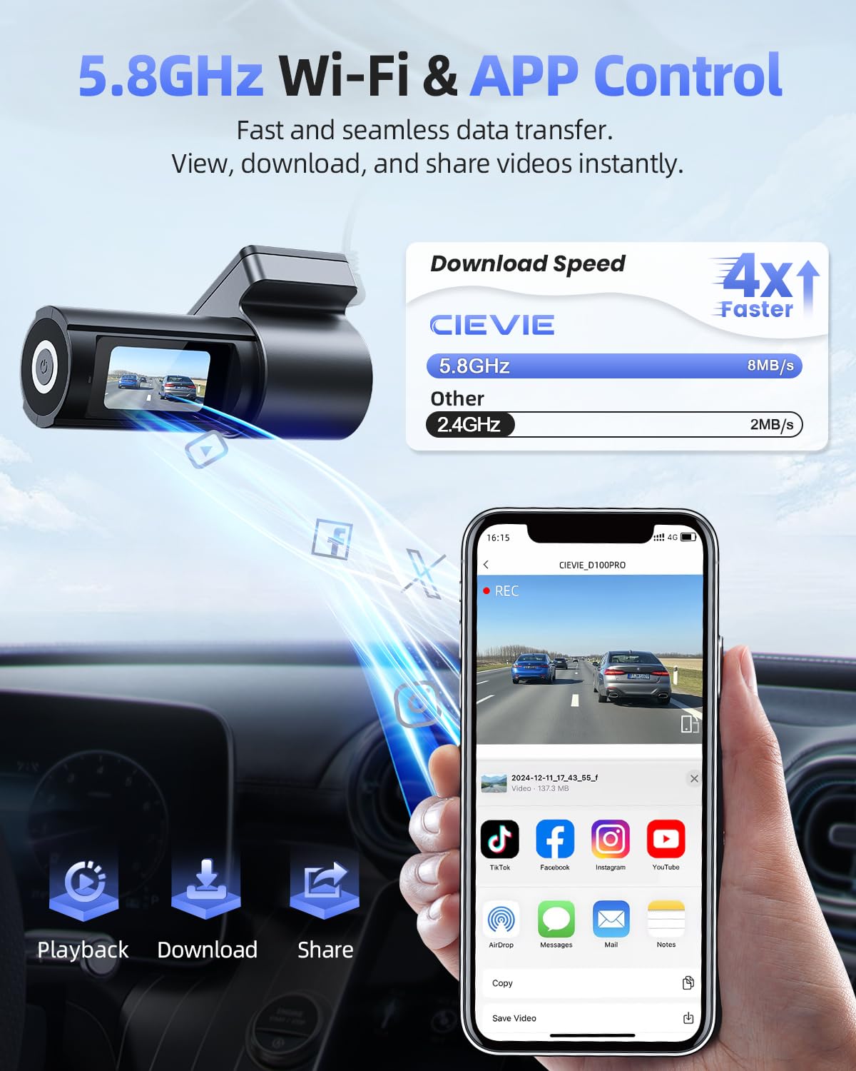 CIEVIE D100Pro GPS and WiFi module enables precise tracking and fast sharing
