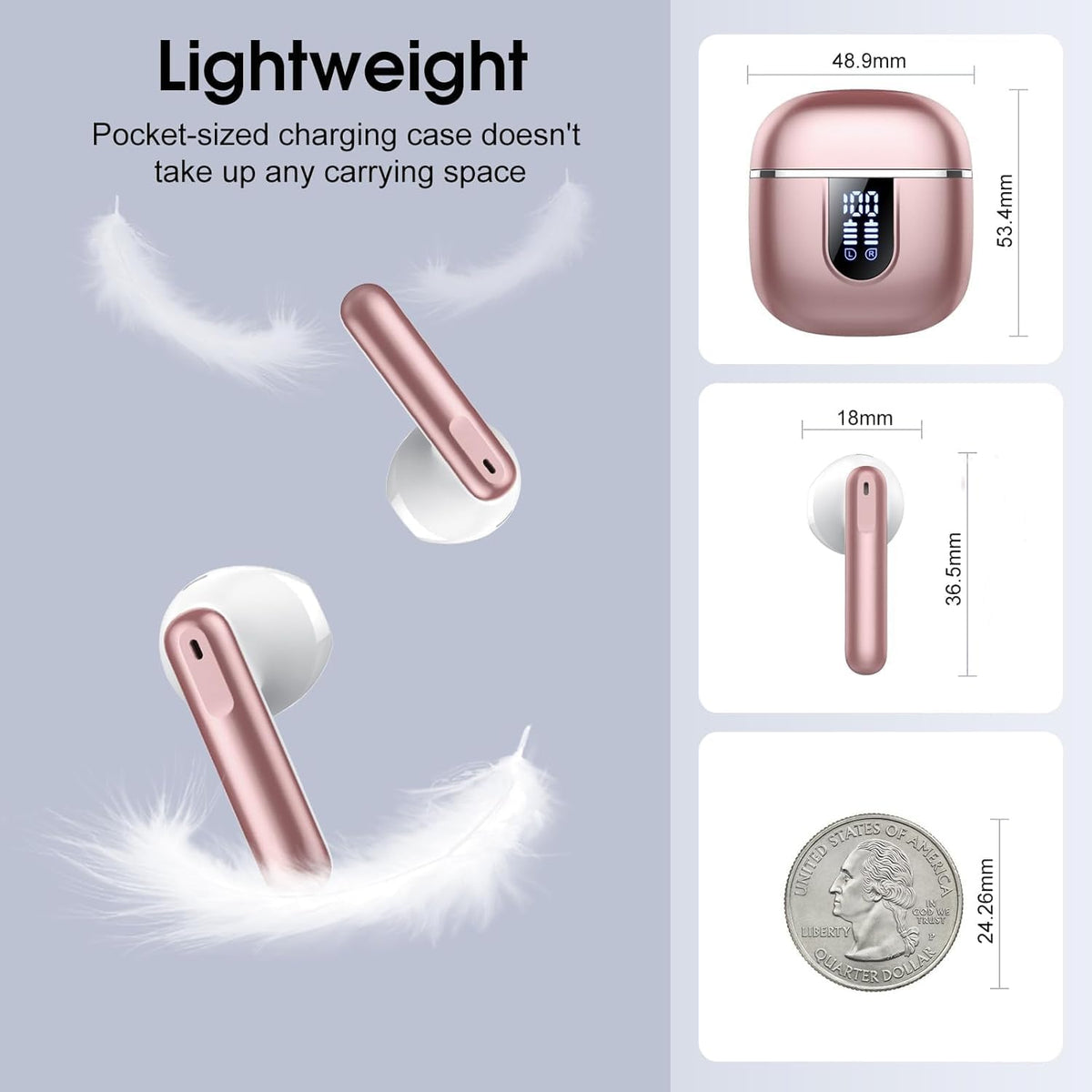 Cillso Rose charging case LED display shows battery at a glance