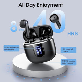 Cillso wireless-earbuds-battery-display view reveals daily remaining power at a glance
