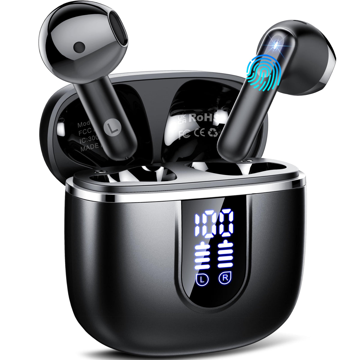 Cillso wireless earbuds case open, pairing ready for quick setup.