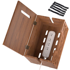 CILXGQLN wooden cable box on a desk keeps clutter hidden and wires organized.