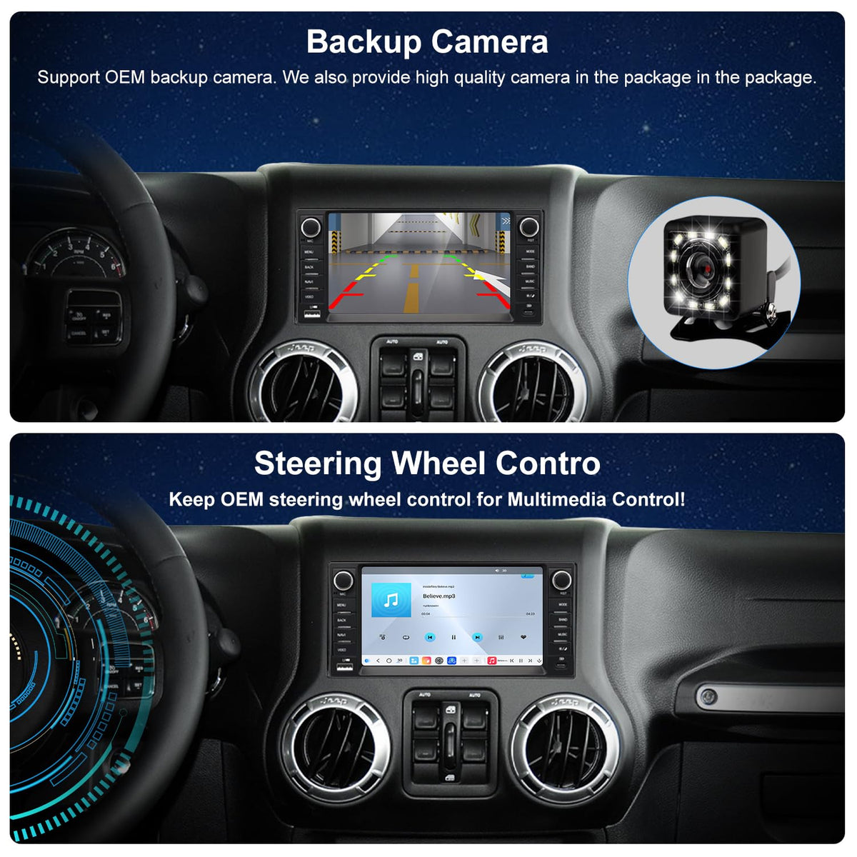 Cimmuovere radio with backup camera input for safer parking.