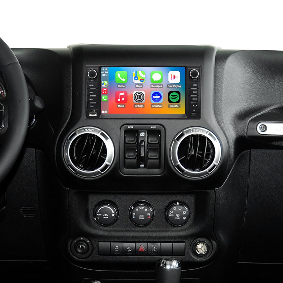 Cimmuovere 4G LTE QLED radio front panel view for Jeep Wrangler upgrade.