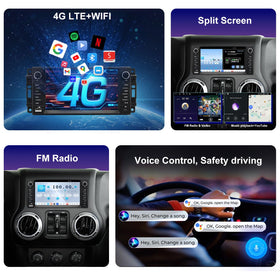 Cimmuovere radio enabling wireless CarPlay and Android Auto inside Jeep Wrangler.