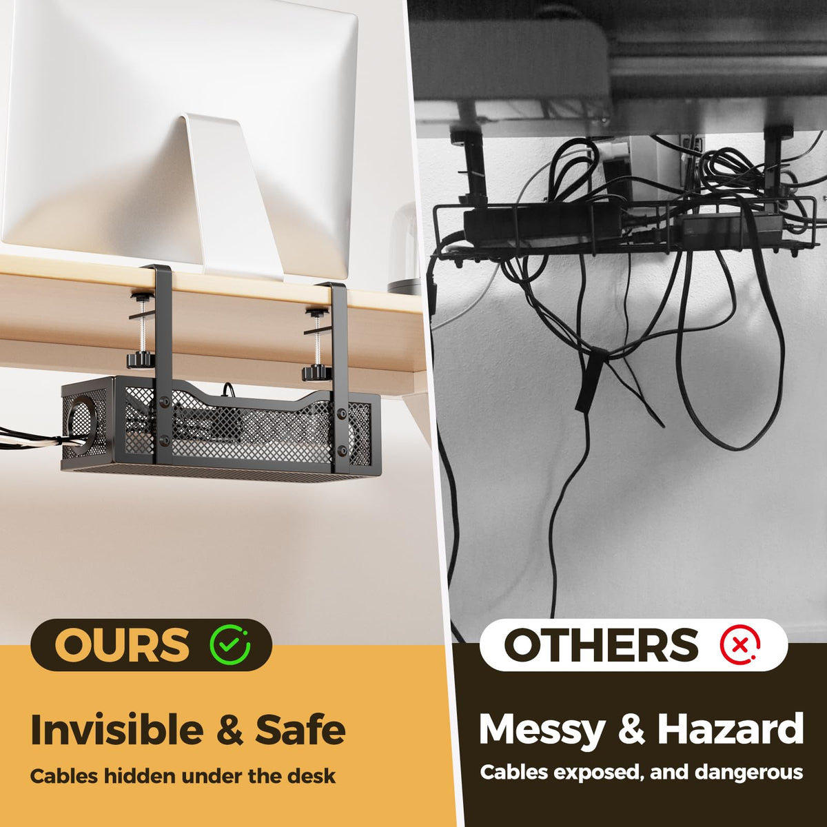 Cinati cable tray clamp attachment demonstrates easy no-drill mounting.