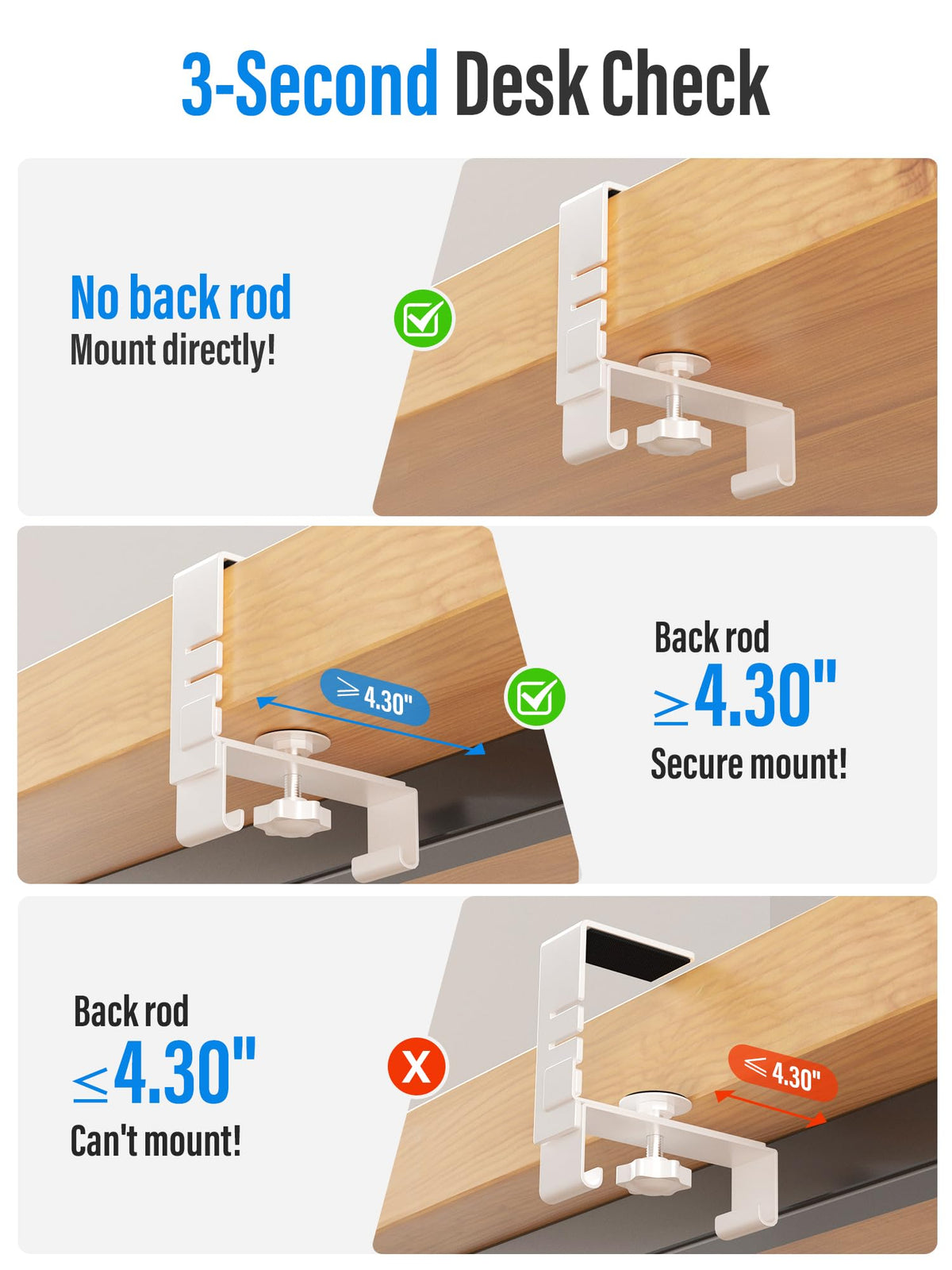 Cinati clamp and scratch pad detail protecting desk finish