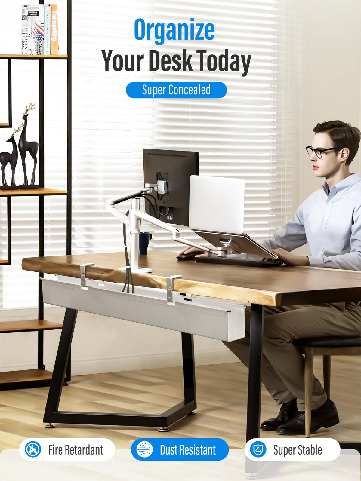 Cinati under-desk tray creates a clutter-free workspace.