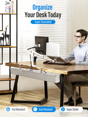 Cinati under-desk tray creates a clutter-free workspace.