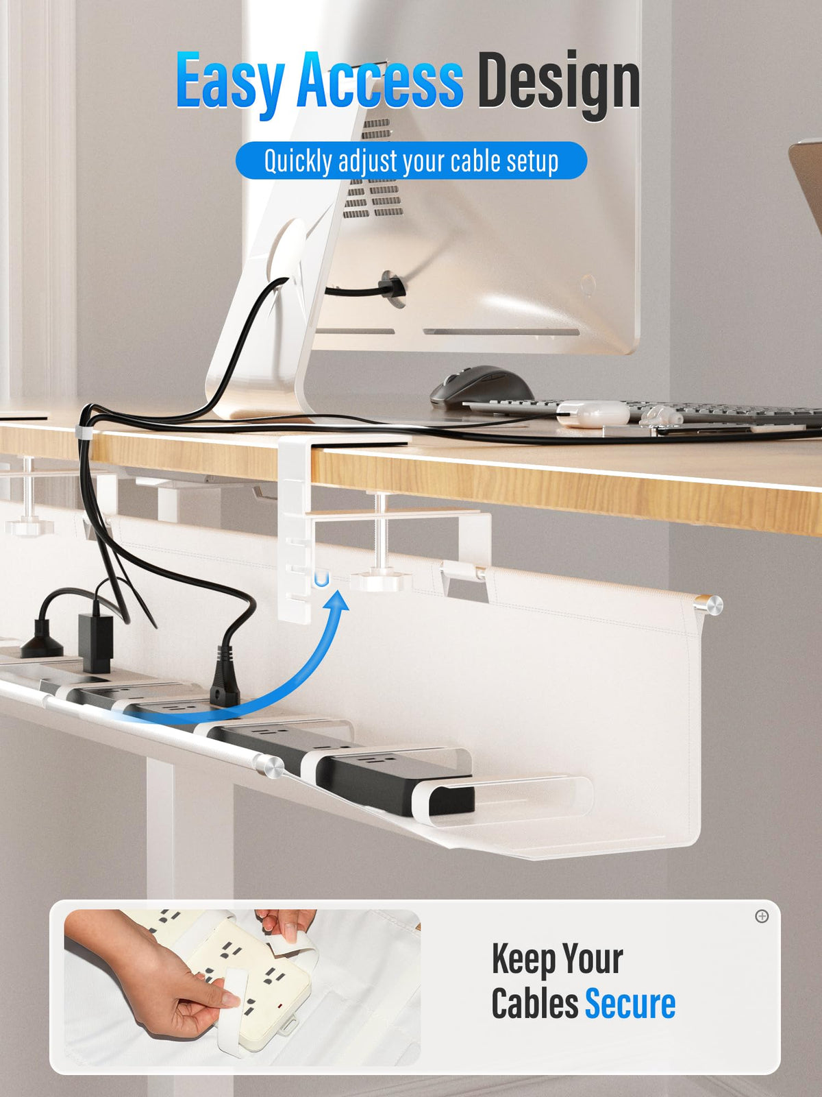 Cinati easy-clip design enables quick cable routing and adjustment.