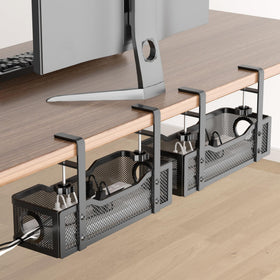 Cinati front view of two black trays showing compact organization benefit