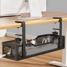 Cinati front view of 16-inch cable box showing clean cable concealment and organized desk