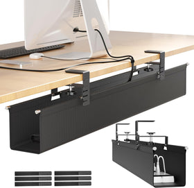 Cinati large under-desk cable management tray keeps cords neat and off the floor.
