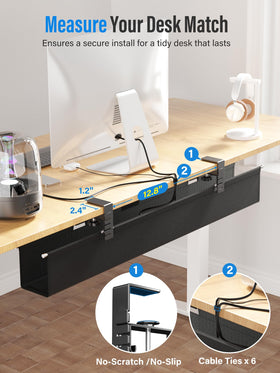 Cinati organized workspace under-desk creates a tidy, accessible cable setup.