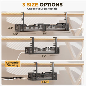 Cinati tray dimensions overlay showing 13.4 x 4.6 x 3.1 inch capacity