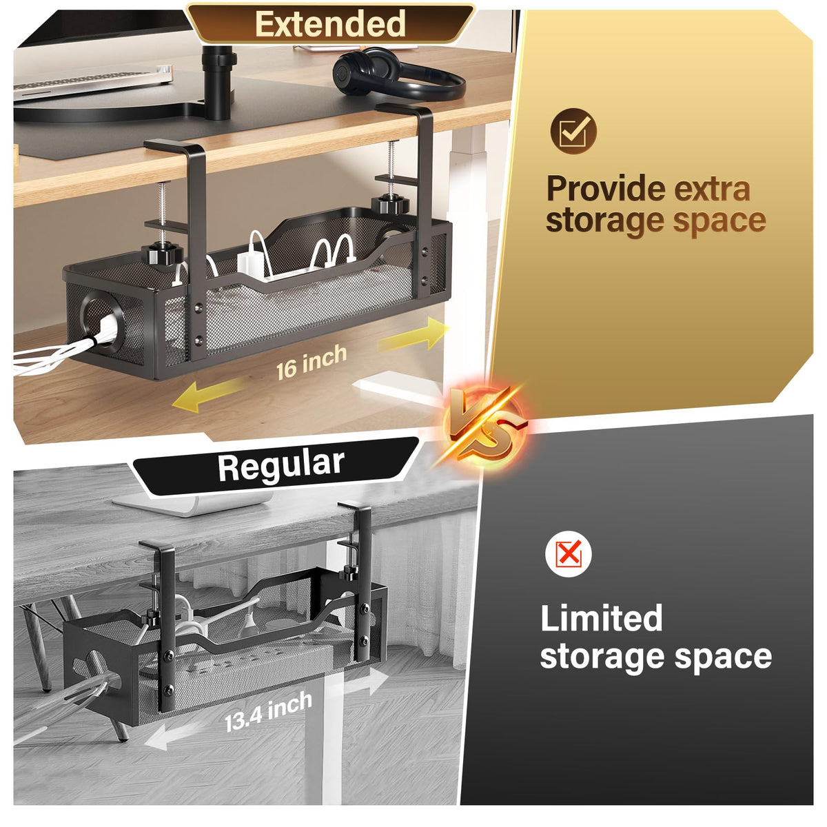Cinati open top showing internal storage for power strips and tidy cable routing benefit