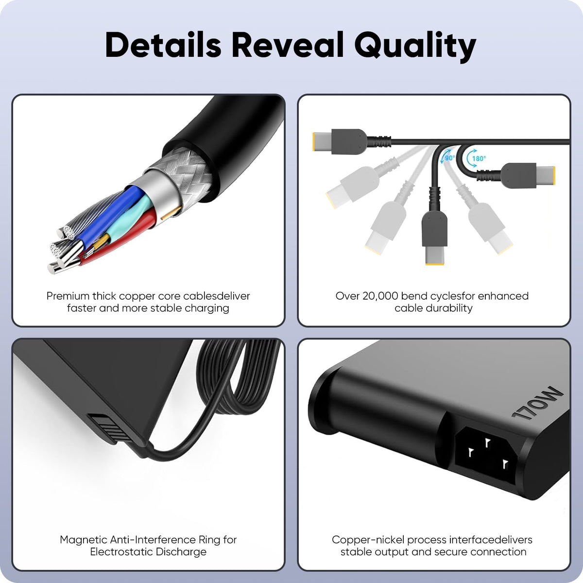 Cindrey adapter plugged into Lenovo laptop powering heavy workloads reliably