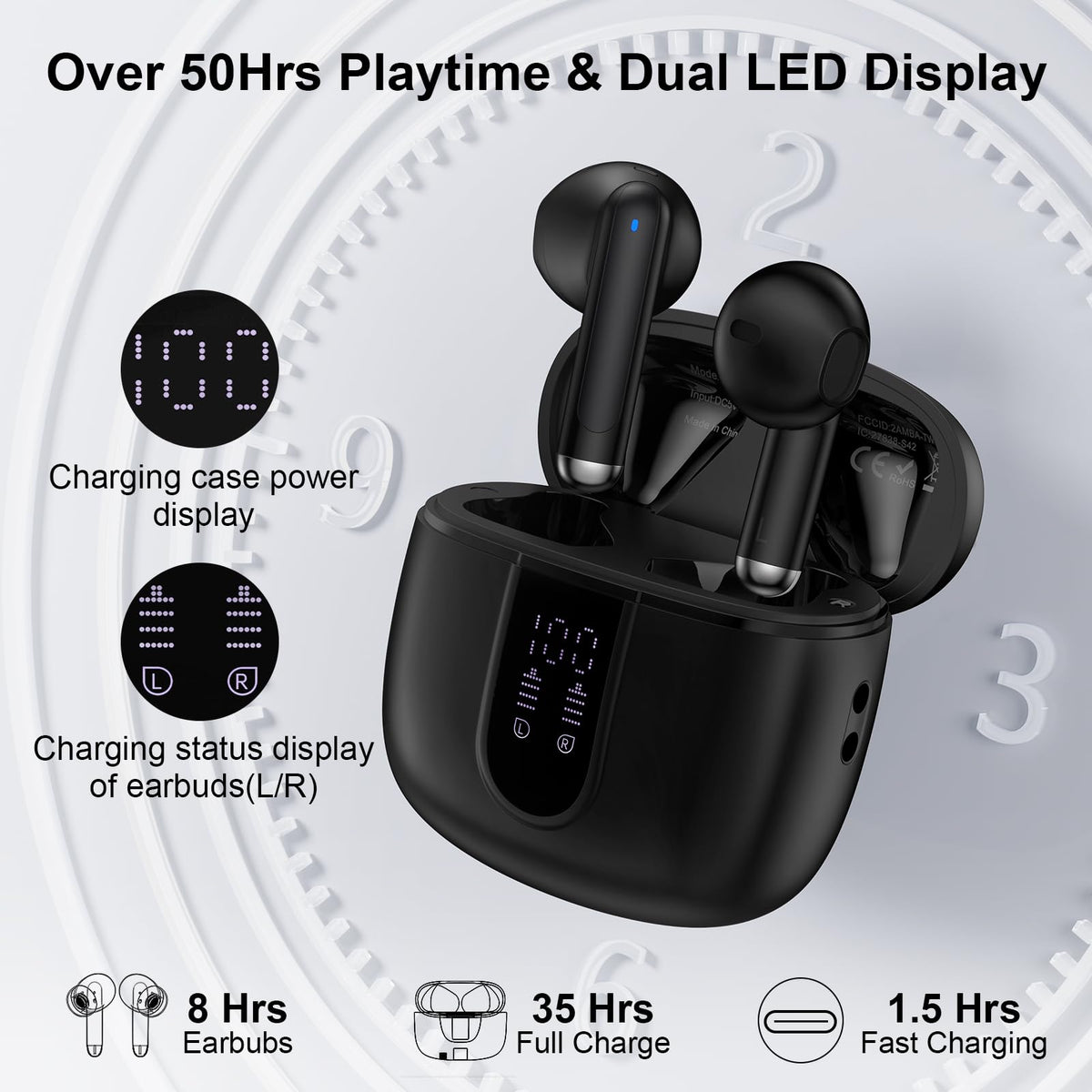 CIQILY earbuds with 13mm drivers delivering deep bass.