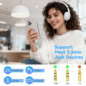 Cirafon side profile connected to a 3.5mm cable demonstrating clear audio output