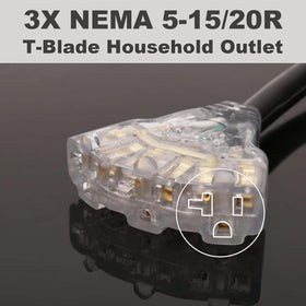 CircleCord 10-gauge, 12-inch wiring for durability.