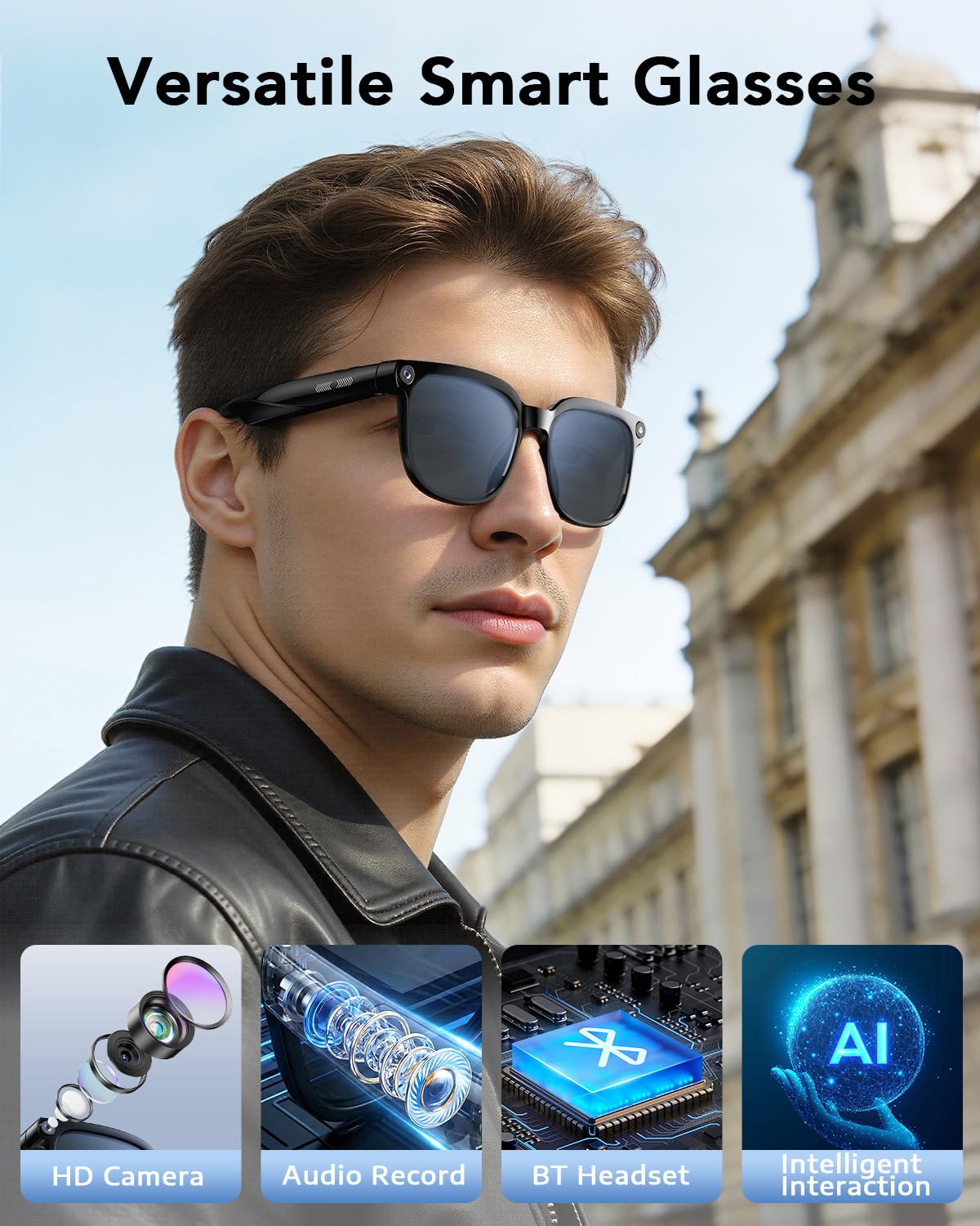 CJkao Smart Glasses deliver Bluetooth music for on-the-go listening.