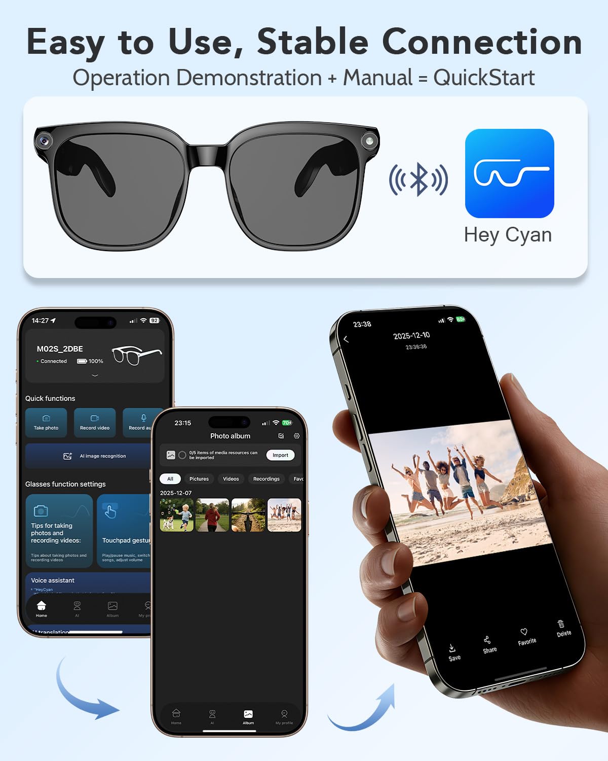 CJkao glasses show recording indicator lights for privacy.
