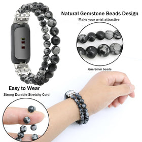 Elastic rope beaded strap around the wrist delivering comfortable, breathable wear.