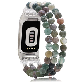 C&L Accessories Indian Agate beaded bracelet for Fitbit Charge, comfortable daily wear.