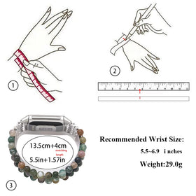 C&L Accessories Indian Agate beaded bracelet supports stylish, secure smartwatch fit.