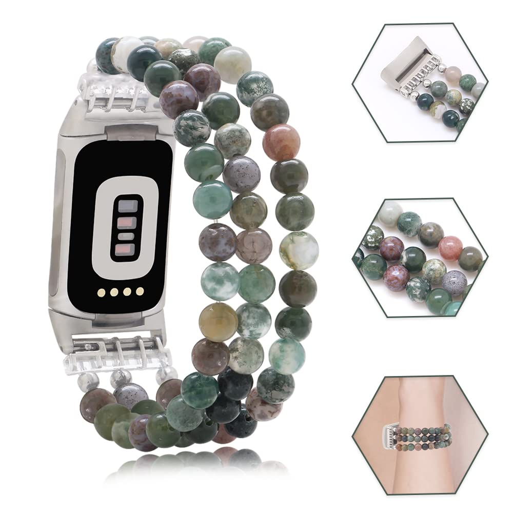 C&L Accessories Indian Agate beaded bracelet pairs with any outfit for Fitbit Charge.