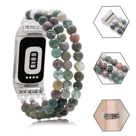C&L Accessories Indian Agate beaded bracelet pairs with any outfit for Fitbit Charge.