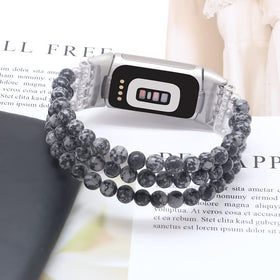 C&L Accessories Snowflake Obsidian beads on Fitbit Charge 5/6 with secure fit