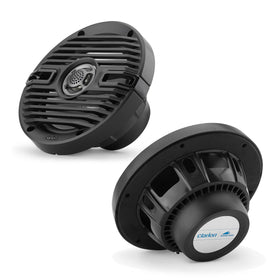 Clarion CMS-651-CWB polymer-dome tweeter detail with neodymium magnet for clear highs.