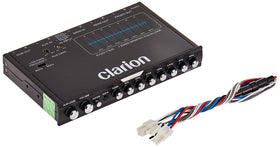 Clarion EQS755 front panel with 7-band graphic EQ controls for precise sound tuning.