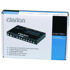 Clarion EQS755V RCA outputs illustrate multi-channel control for a cohesive car audio setup.