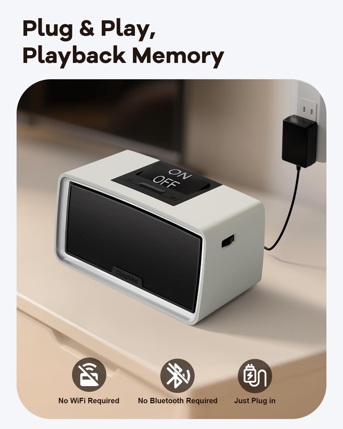 ClaspVital play/pause memory feature indicating auto-resume