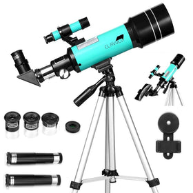CLAVOLO front view of 70mm telescope showing aperture and tube for clearer views