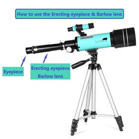 CLAVOLO family using telescope outdoors demonstrating portability and learning