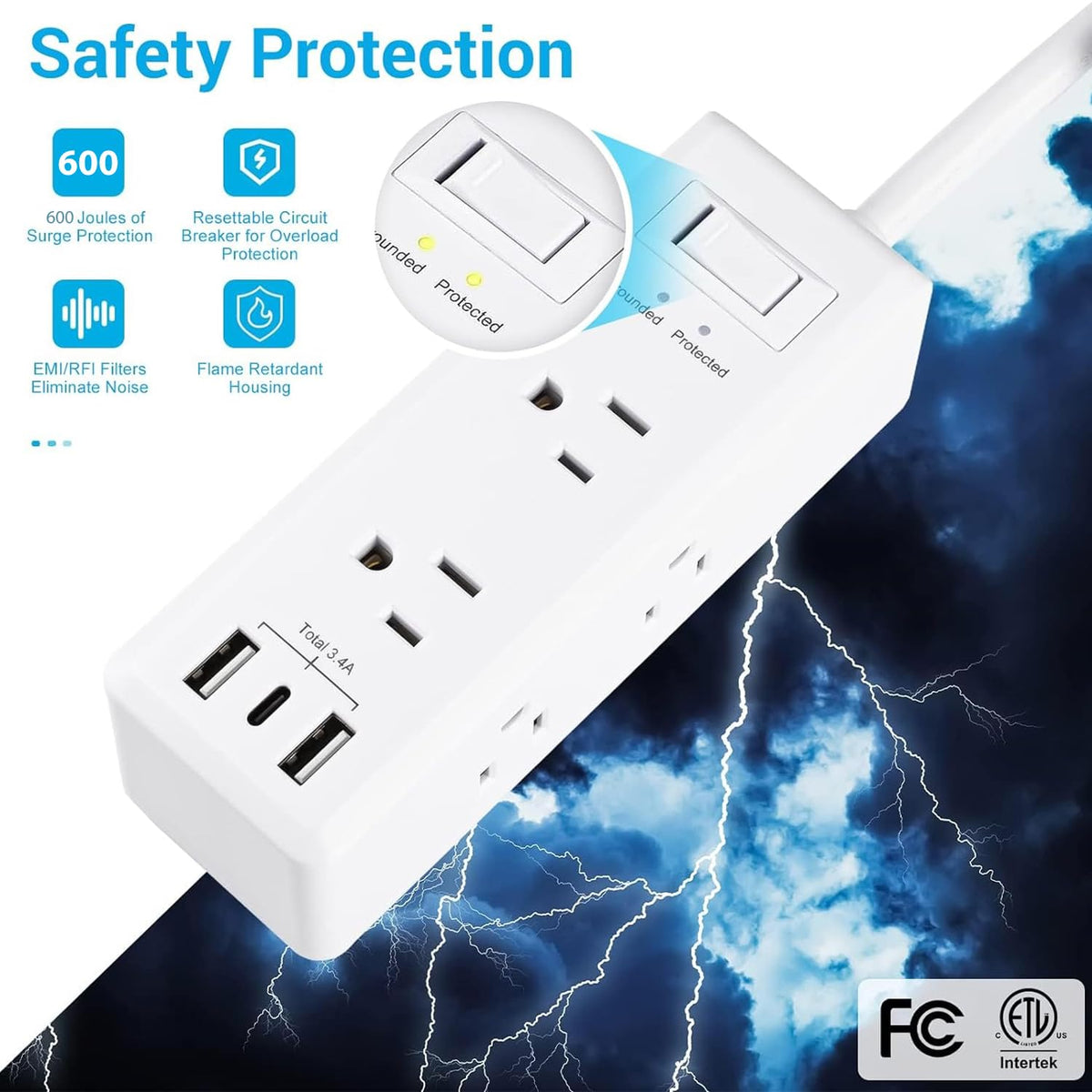 Clear Power desktop charging station helping organize cords and devices efficiently.