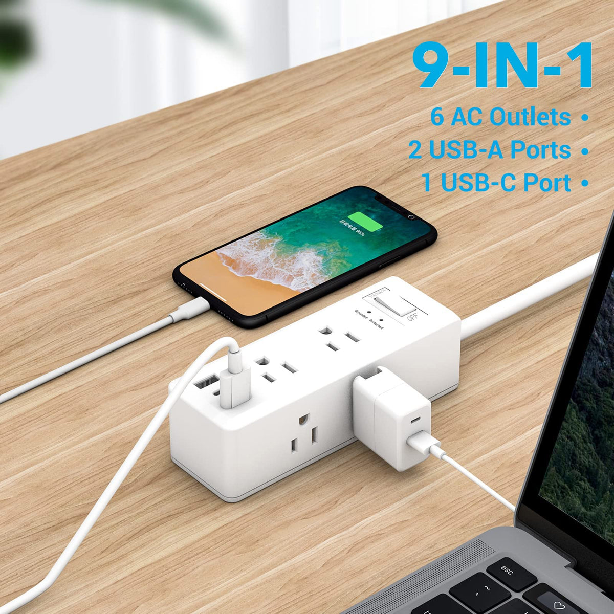 Clear Power ETL-certified surge protector for safe indoor use.