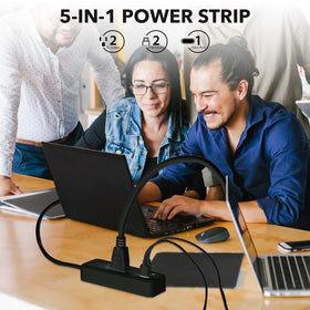 Clear Power low-profile flat plug detail, benefit of furniture-friendly placement